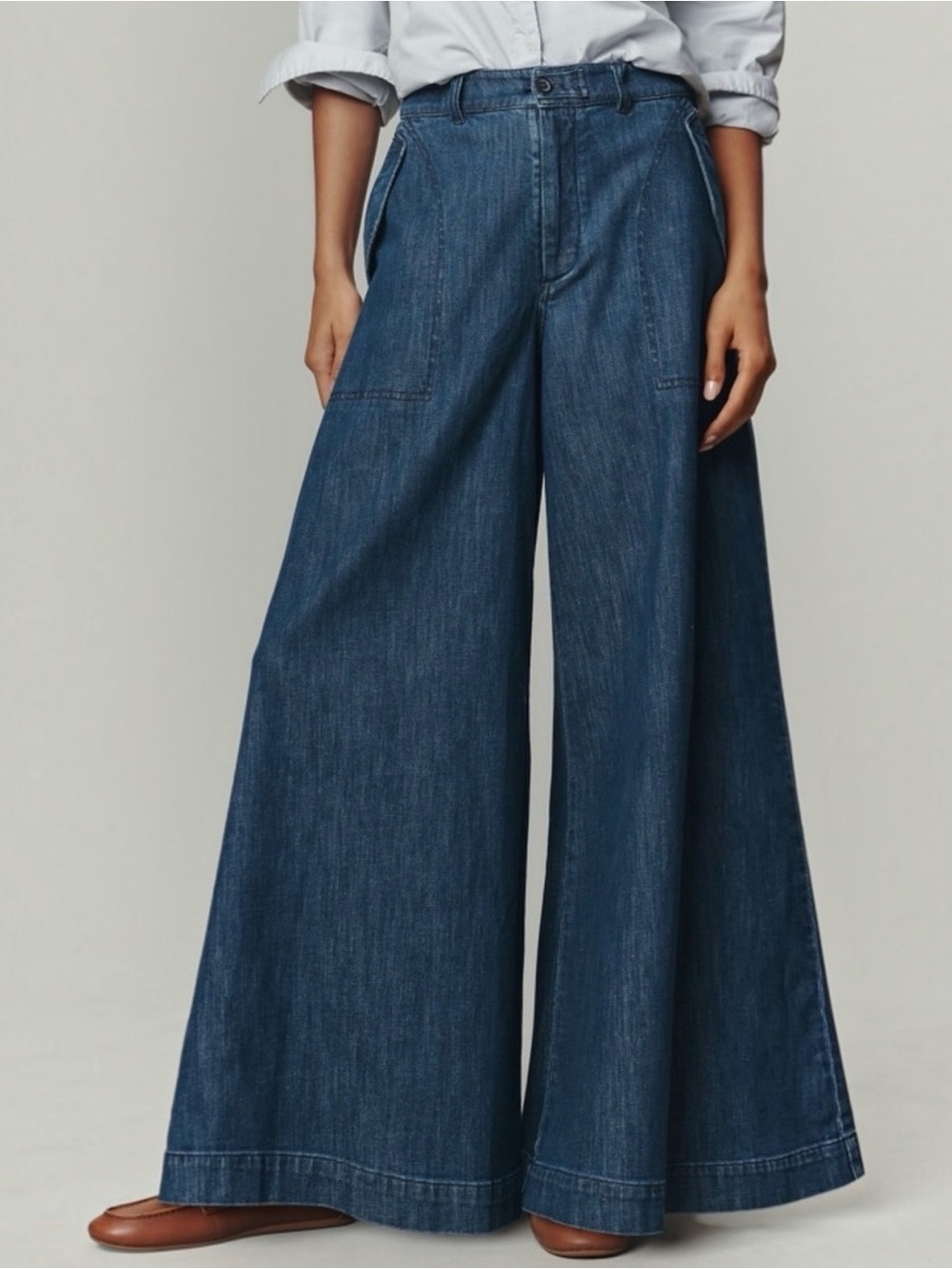 Pilcro High-Rise Wide-Leg Jeans Waist 29 Blue